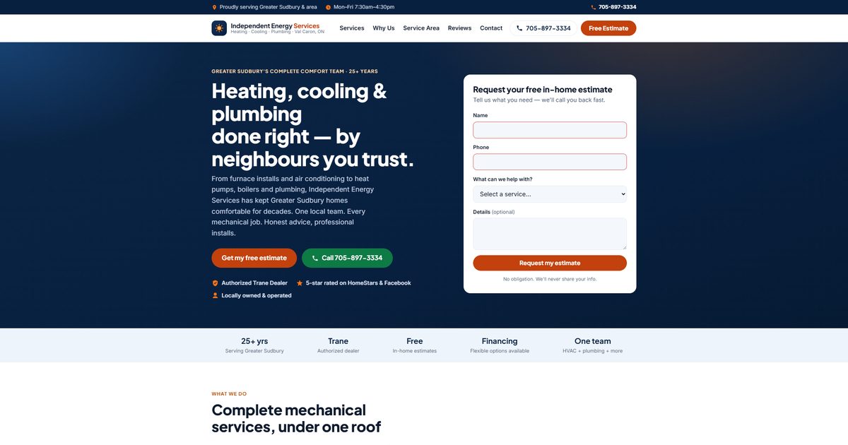 Independent Energy Services sample website